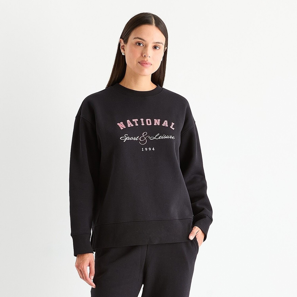 MSRP $48 Xersion Womens XL Black Crew Neck Long Sleeve Sweatshirt